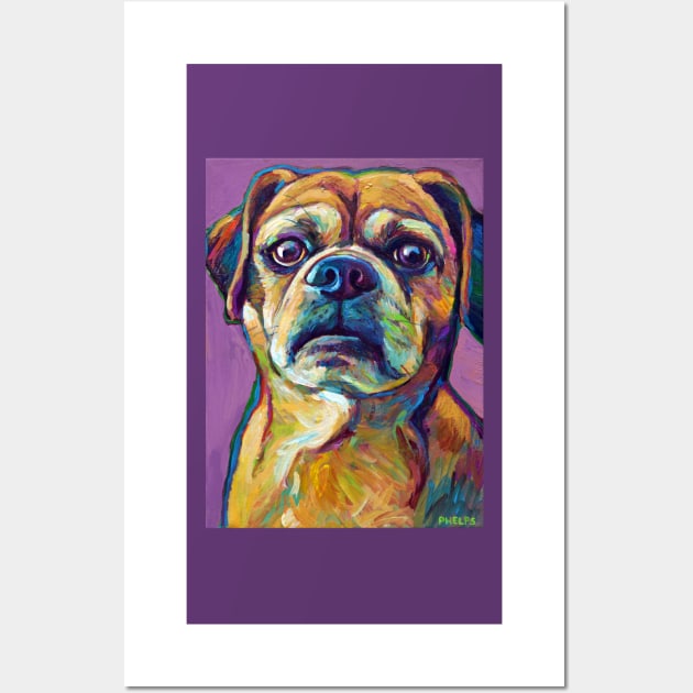 Fun Puggle Pup on Lavender Wall Art by RobertPhelpsArt